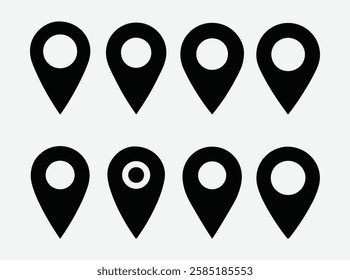 Location Pin Icon Set. Map Marker Icon Collection. GPS Location Pin Icons. Navigation Marker Icon Set.