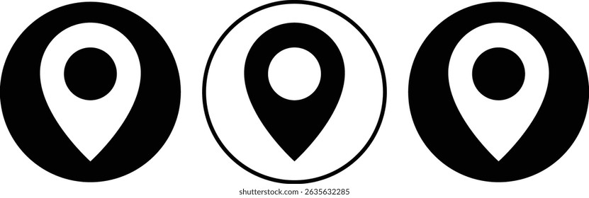 Location pin icon set. Map navigation line style symbol. Gps location sign. navigation icons set.