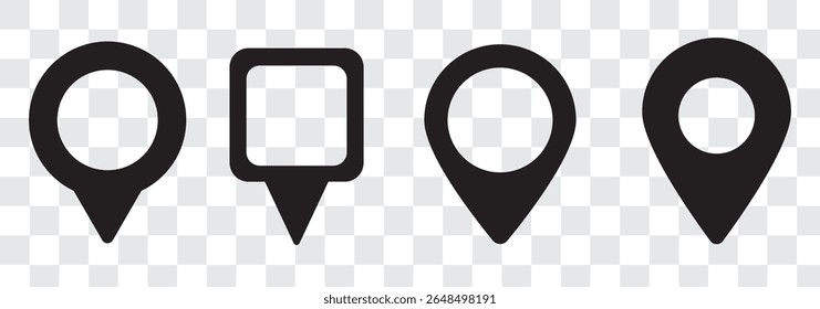 Location pin icon set. Map navigation line style symbol. Gps location sign