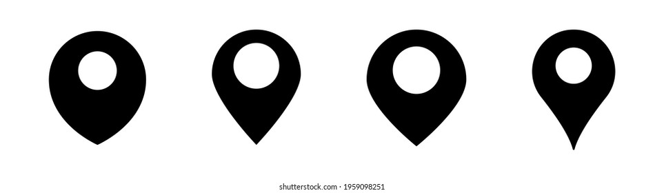 Location pin icon set on white background. Vector map pin. Map pointer.