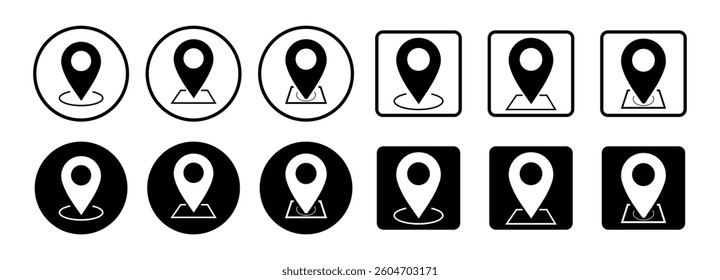 Location pin icon set. vector. Map pin icon set, pin location icon vector illustration. Location pointer icon symbol in flat style. Position symbol. Point illustration.