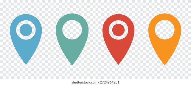 Conjunto de iconos de Locación Pin. Icono de Locación. Vector de destino. Variedad Diseño Mapa pin. Ilustración vectorial aislada sobre un fondo blanco.