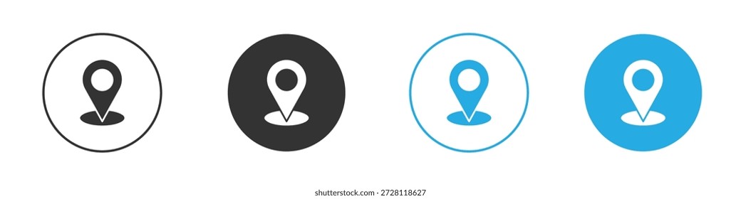 Icono de pin de Locación. ilustración simple diseño gráfico Doodle negro