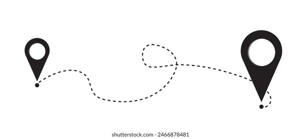 Location pin icon. start location end location icon on white background. Location map path distance icon.  vector illustration.