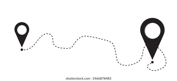 Location pin icon .start location end location icon on white background. Location map path distance icon.  vector illustration.
