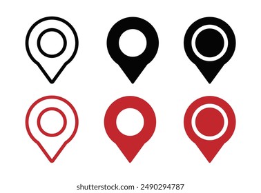 location pin icon symbol sign isolated on transparent background, map flat vector design