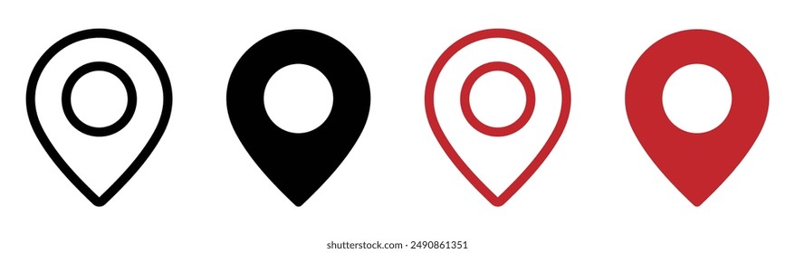 location pin icon symbol sign isolated on transparent background, map flat vector icon designs