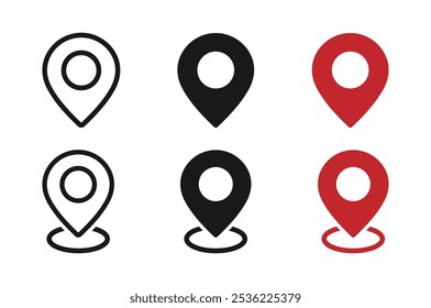 location pin icon symbol sign isolated on transparent background. Map flat vector icons