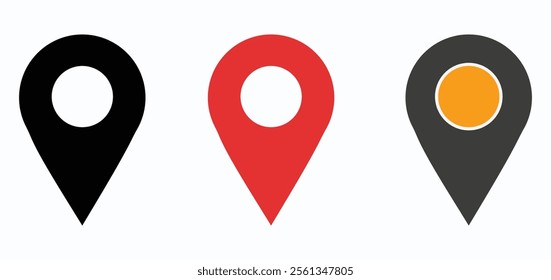 location pin icon symbol sign isolated on transparent background, map flat vector icons