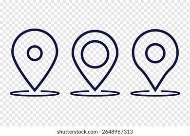 location pin icon symbol sign isolated on transparent background, map flat vector icons, Flat icon set of location and map pins eps 10