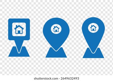location pin icon symbol sign isolated on transparent background, map flat vector icons.  Position symbol.