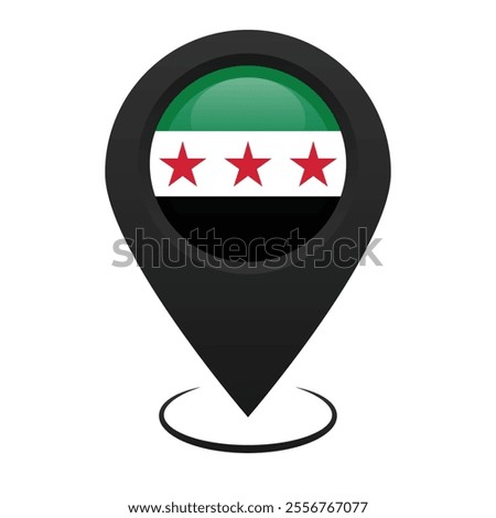 Location pin icon with the Syrian flag inside it. Vector map icon above the surface