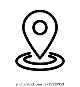 Location pin icon with target base, symbolizing navigation and destination, isolated on