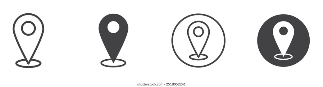 Ilustración de línea delgada de icono de pin de Locación
