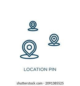 location pin icon. Thin linear location pin outline icon isolated on white background. Line vector location pin sign, symbol for web and mobile