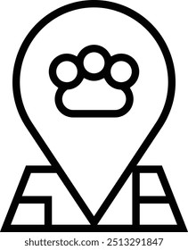 Pin-Symbol für Position. Dünnes lineares Design einzeln auf weißem Hintergrund