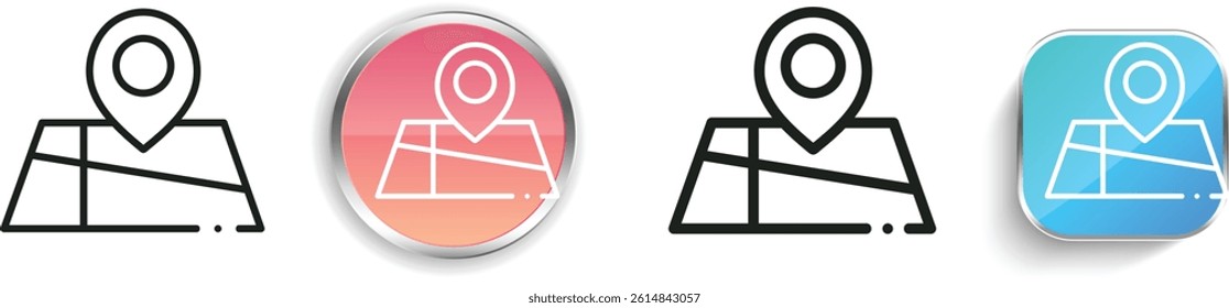 location pin icon. Thin Linear, Regular and Button Style Design Isolated On White Background