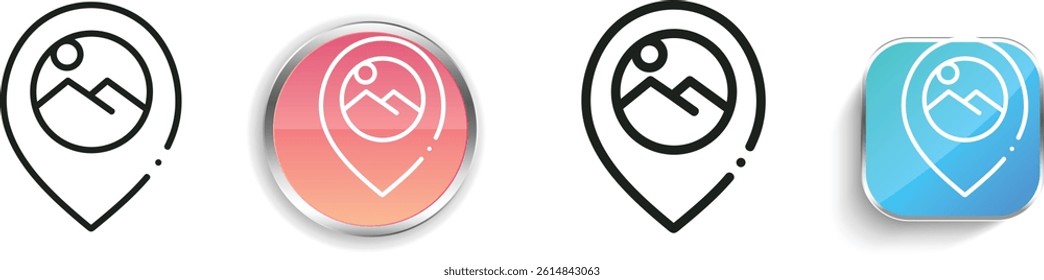 location pin icon. Thin Linear, Regular and Button Style Design Isolated On White Background