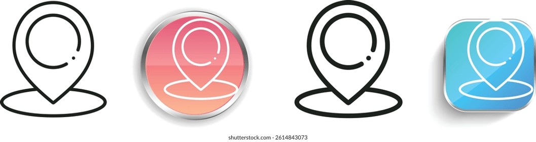 location pin icon. Thin Linear, Regular and Button Style Design Isolated On White Background