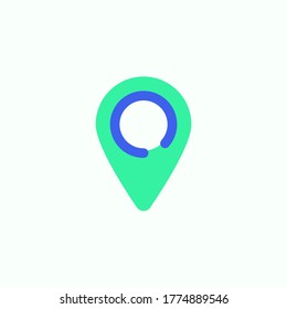 Location pin icon vector, filled flat sign, Map marker bicolor pictogram, Navigation point green and blue colors. Symbol, logo illustration