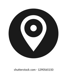 Location pin icon vector illustration design isolated on flat black round button