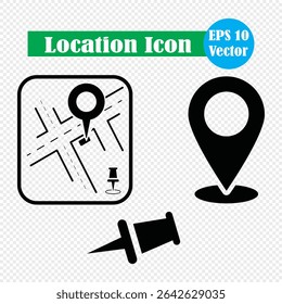Ilustração do vetor do ícone de pino de localização. Ícone De Ponto De Extremidade Do Mapa. Eps 10