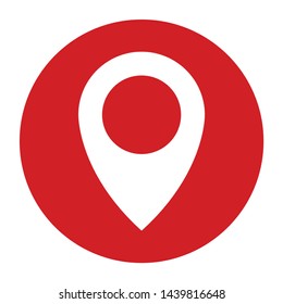 Location pin icon vector isolated on flat red round button illustration