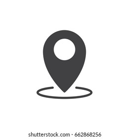 Location pin icon vector, Map pointer filled flat sign, solid pictogram isolated on white. Symbol, logo illustration. Pixel perfect