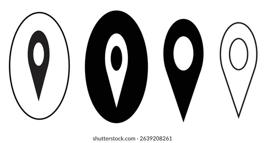 location pin icon vector for maps, GPS navigation, travel apps, geolocation services, and digital user interface design
