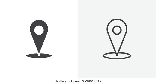 Location pin icon vector icon set in black and white color.