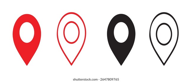 ícone de pino de localização.Localização e ícone de pino de mapa Definir design de vetor.Localização ícone set.GPS coleção de símbolos de localização. Estilo plano - vetor de ações.