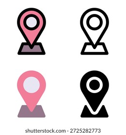 Iconos del Pin de la Locación para la entrega del comercio electrónico y el buscador de la tienda convenientes para los App móviles, los App del Web y los medios impresos. Múltiples iconos de estilo, 