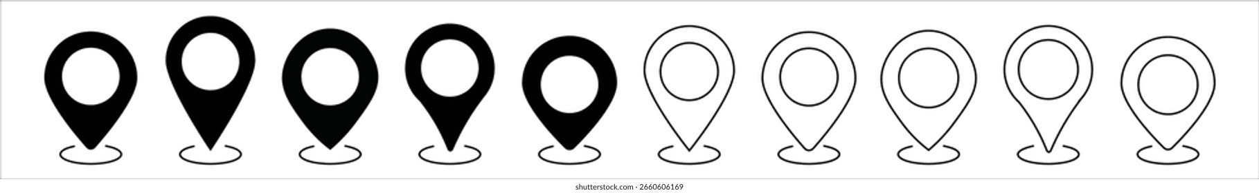 Location Pin Icons and Map Pointer Collection for Flat Style Navigation Elements GPS Direction Markers Travel Guide Design and Map Based Interface Uses