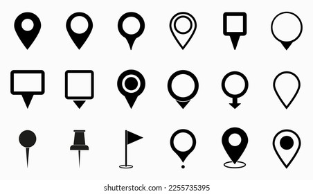 Location pin icons. Maps pin.  Pointer Logo.  location symbol collection. Vector illustration