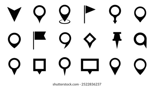 Iconos de pin de Locación. Alfiler de mapas. Logotipo del puntero. colección del símbolo de ubicación. Ilustración vectorial