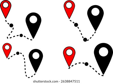 Location pin icons set, vector navigation symbols, map markers 