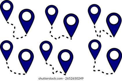 Location pin icons set, vector navigation symbols, map markers