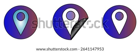 Location pin icons – simple vector map markers in circular and rounded frames