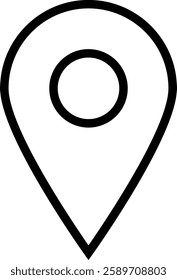 Location pin icons vector set in (black, white, red) colors and in outline and filled styles for maps, navigation apps, and location-based services. Vector icon