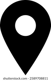 Location pin icons vector set in (black, white, red) colors and in outline and filled styles for maps, navigation apps, and location-based services. Vector icon