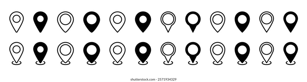 Location pin icons.Location pin icon collection.Vector illustration.