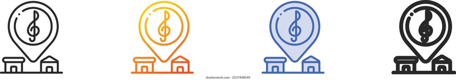 local pin icon.Thin Linear, Gradiente, Blue Stroke e negrito Style Design Isolado no fundo branco