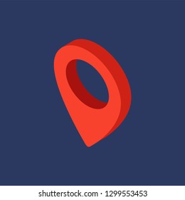 Location pin isometric icon.  Location pin vector icon.  Isometric vector illustration. - Vector