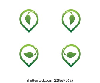 Location Pin Leaf Logo Concept sign symbol icon Element Design. Organic, Herbal, Natural Products, Health Care, Ecology, Spa Logotype. Vector illustration template