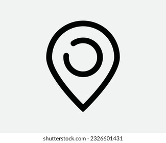Location Pin Line Icon. GPS Navigation Position Point Pointer Map Direction Mark Marker Place Travel Info. Black White Outline Symbol Sign Vector EPS