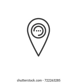 Location pin line icon, outline vector sign, linear style pictogram isolated on white. Symbol, logo illustration. Editable stroke
