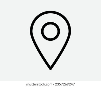 Location Pin Line Icon Position Direction GPS Map Geography Travel Trip Navigation Place Thin Black Outline Shape Vector Symbol Sign Mark Button App