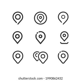 Location pin line vector icon set