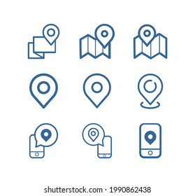 Location pin line vector icon set