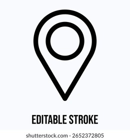 Location Pin Lineal Icon For User Interface, Isolated Vector Editable Stroke Icon.